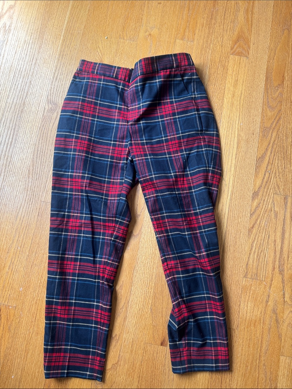 Red and Navy Plaid Slim Pants banana republic